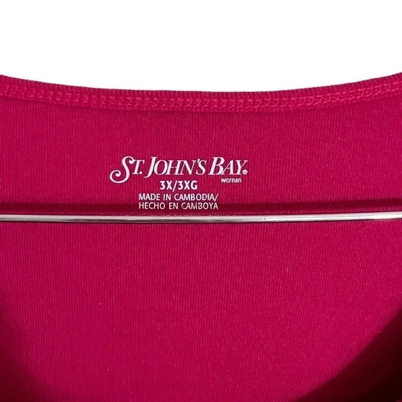 St. John’s Bay Hot Pink Blouse Plus Size 3X Beaded Sequins Embellished Neckline - Picture 7 of 7